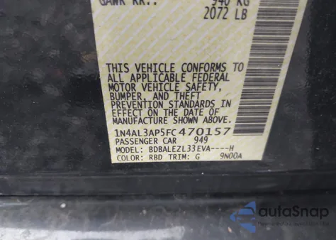 2015 Nissan Altima 2.5/S/Sv/Sl from USA, damaged, VIN 1N4AL3AP5FC470157
